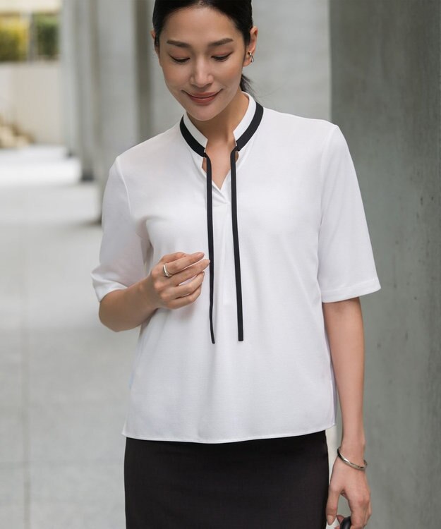 ICB 【先行予約】 スパンプラチナムジョーゼット ナロータイカットソー オフホワイト