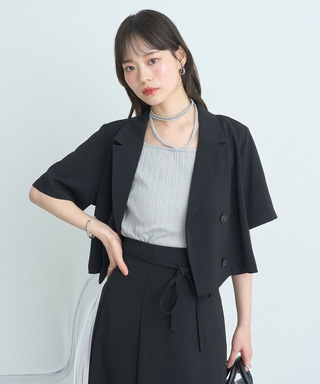 earth music&ecology ショートテーラードジャケット Black