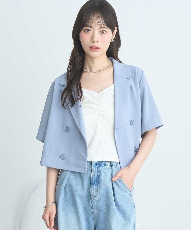 earth music&ecology ショートテーラードジャケット Sax