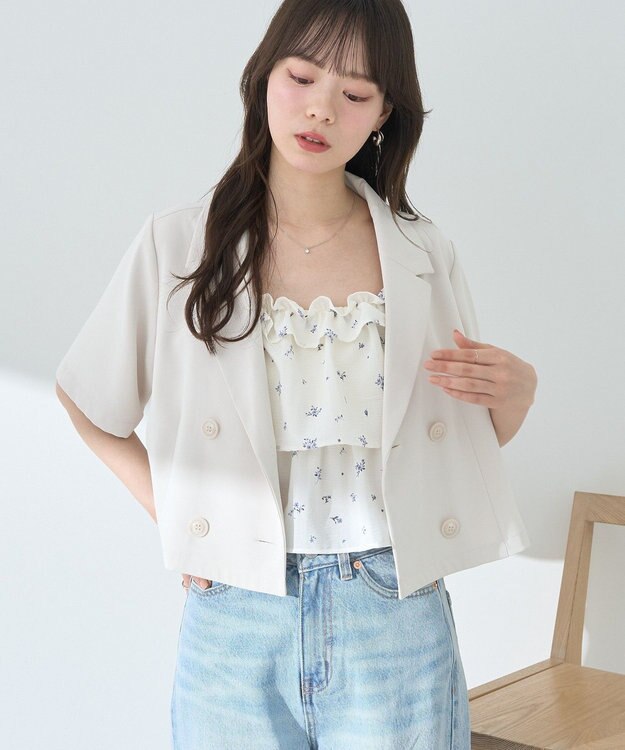 earth music&ecology ショートテーラードジャケット Ivory