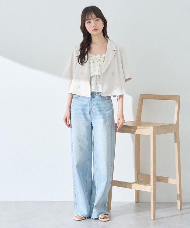 earth music&ecology ショートテーラードジャケット Ivory