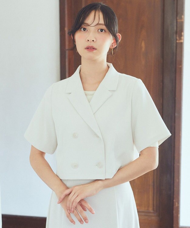 earth music&ecology ショートテーラードジャケット Ivory