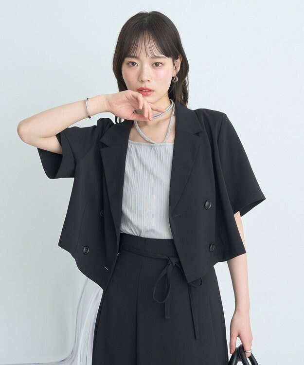 earth music&ecology ショートテーラードジャケット Black