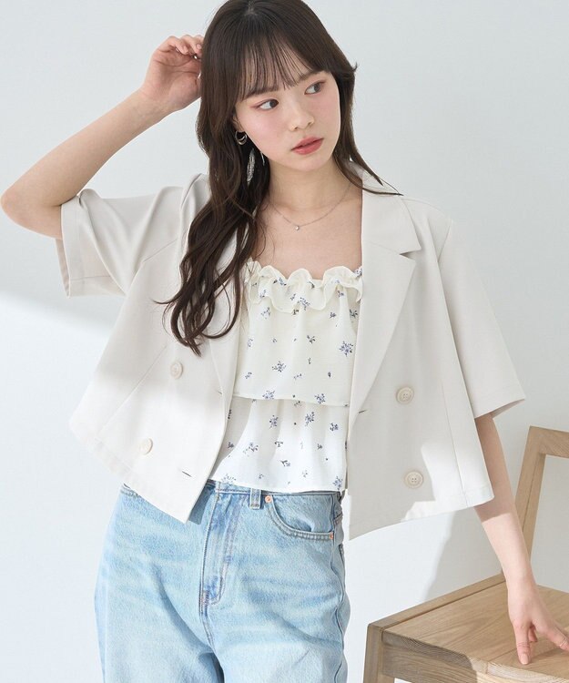 earth music&ecology ショートテーラードジャケット Ivory