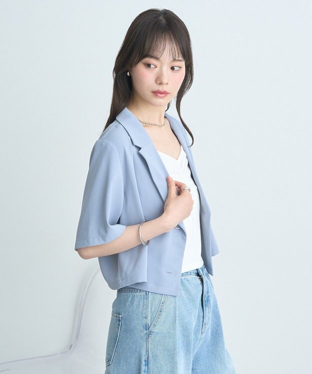 earth music&ecology ショートテーラードジャケット Sax