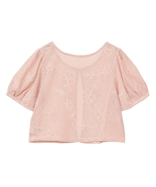 earth music&ecology フラワーコード刺繍カーディガン Pink