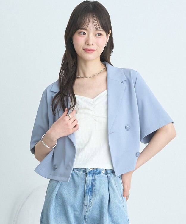 earth music&ecology ショートテーラードジャケット Sax