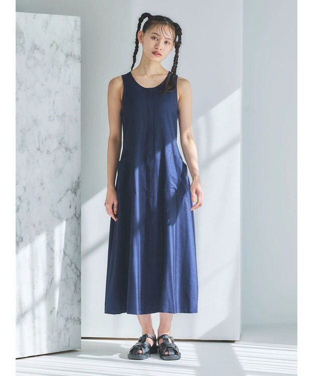 Green Parks ■ＥＳＣＡＲ　キリカエノースリーブワンピース Navy