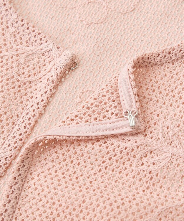 earth music&ecology フラワーコード刺繍カーディガン Pink