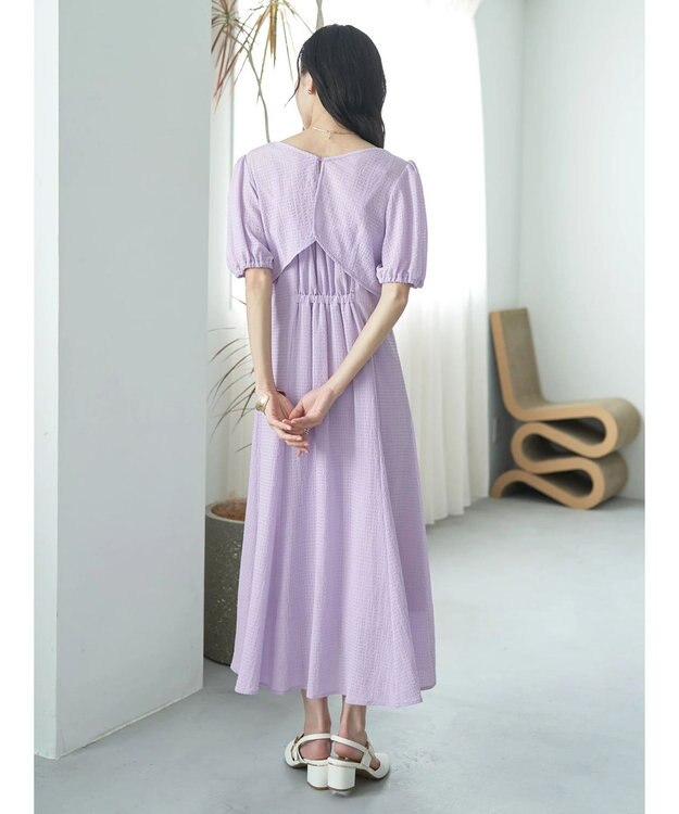 earth music&ecology ＳＥＴ２点パフスリーブブラウス＋キャミワンピース Purple