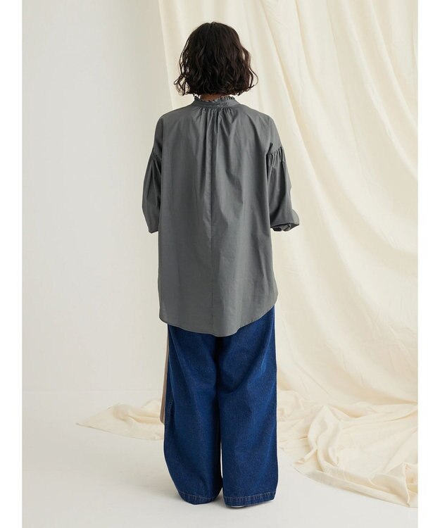 CRAFT STANDARD BOUTIQUE パールボタンピコフリルブラウス Khaki