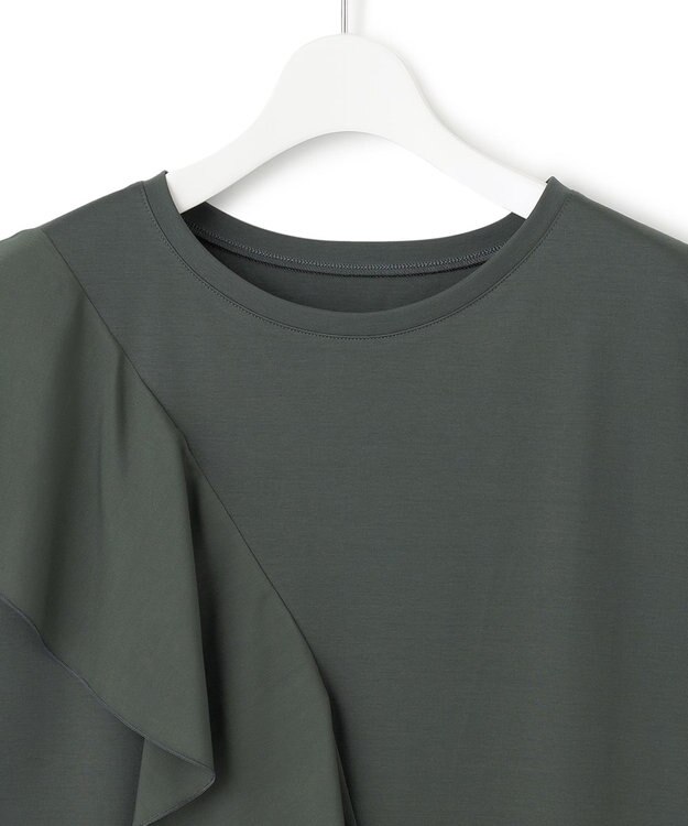 23区 シアーフリルジャージー ラッフル カットソー カーキ系