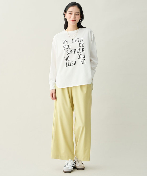 ANY イージーケアライトストレッチワイドパンツ イエロー