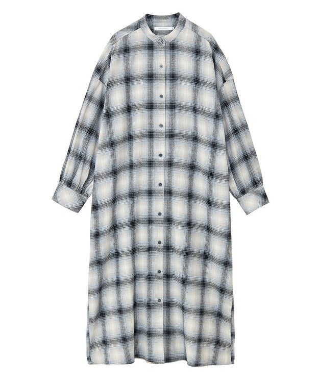 AMERICAN HOLIC バンドカラーチェックシャツワンピース Check Gray
