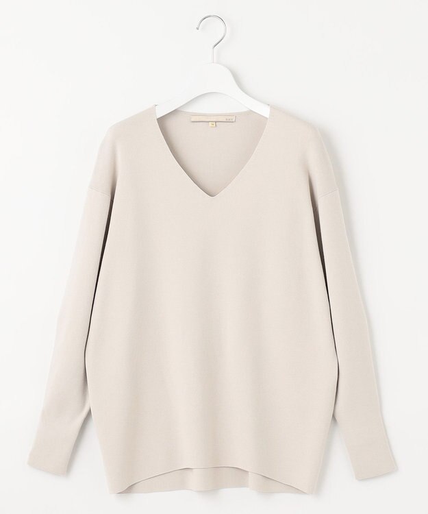 自由区 L 【洗える/セット可】レーヨンポリエステルスムース Vネックニット サンセットグレー