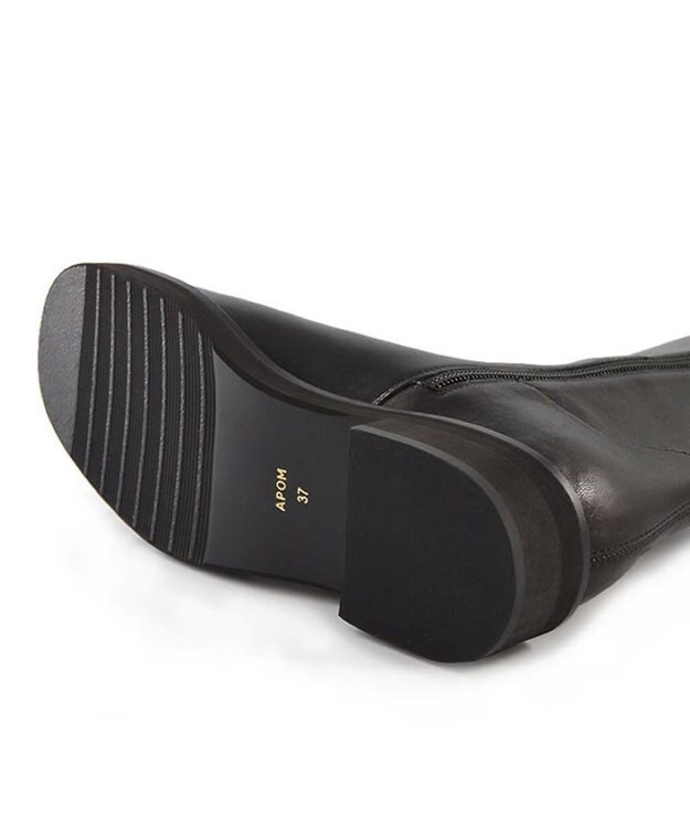 APOM イタリアンカーフ バックストレッチロングブーツ 40 ブラック