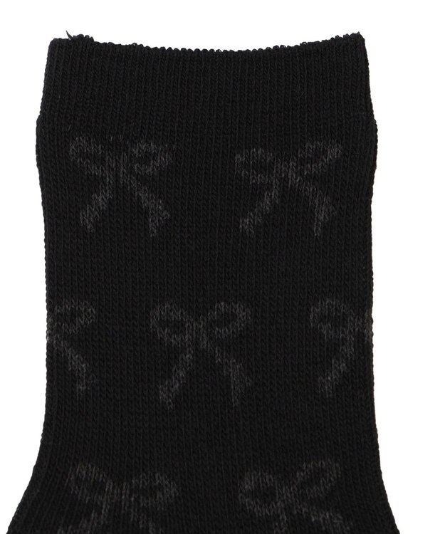 WEGO ジャガード総柄リボンソックス ブラック