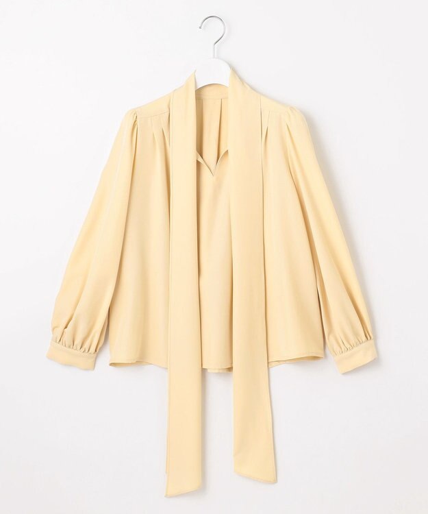 Feroux 【新色追加・洗える】ボリューム リボンタイ ブラウス ライトイエロー系