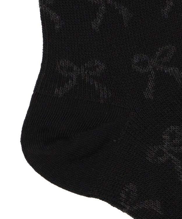 WEGO ジャガード総柄リボンソックス ブラック