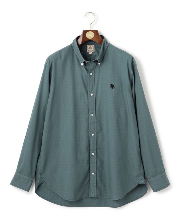 J.PRESS MEN 【KING SIZE】【大人気バックブル】オックスフォードストライプ チェック ガーメントダイ シャツ スモーキーグリーン系3