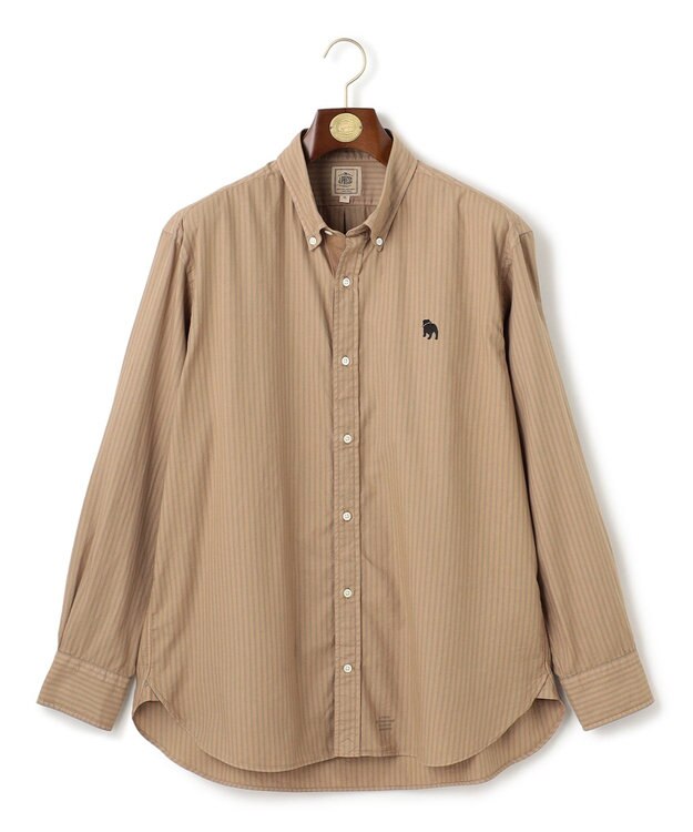 J.PRESS MEN 【KING SIZE】【大人気バックブル】オックスフォードストライプ チェック ガーメントダイ シャツ ベージュ系1