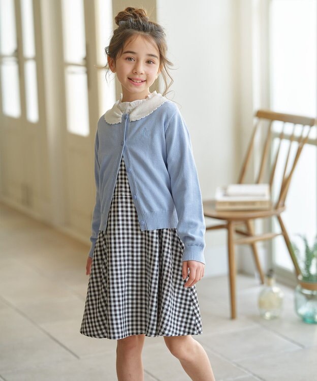 組曲 KIDS 【110-140㎝】ギンガムドッキング ワンピース ブラック系3