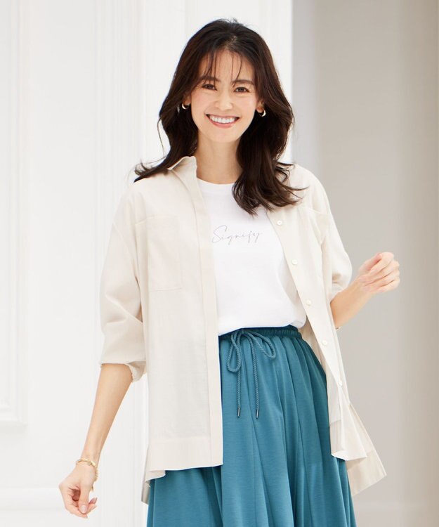 J.PRESS LADIES 【洗える】キュームコアソフトローン シャツ ブラウス ベージュ系