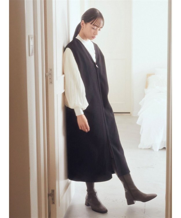 earth music&ecology 圧縮ニットＺＩＰジャンスカ Black