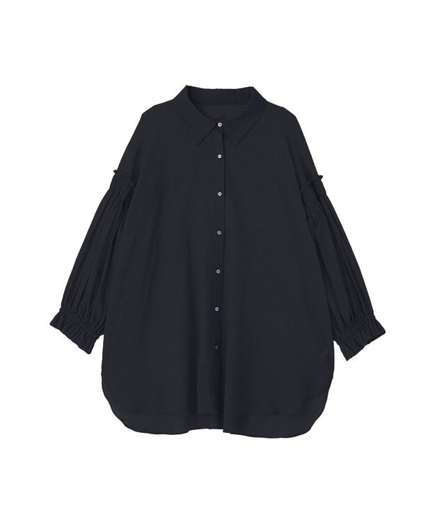 YECCA VECCA 綿麻シアーボリュームギャザーシャツ Off White