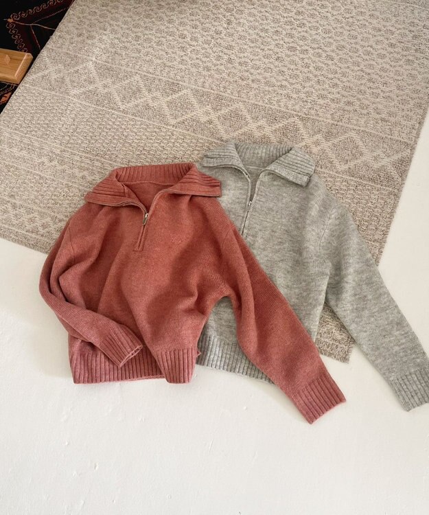 Feroux ハーフジップニット プルオーバー ピンク系