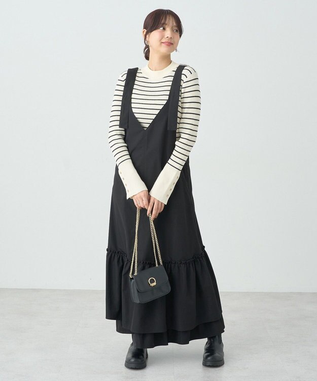 earth music&ecology ティアードフリルジャンスカ Black