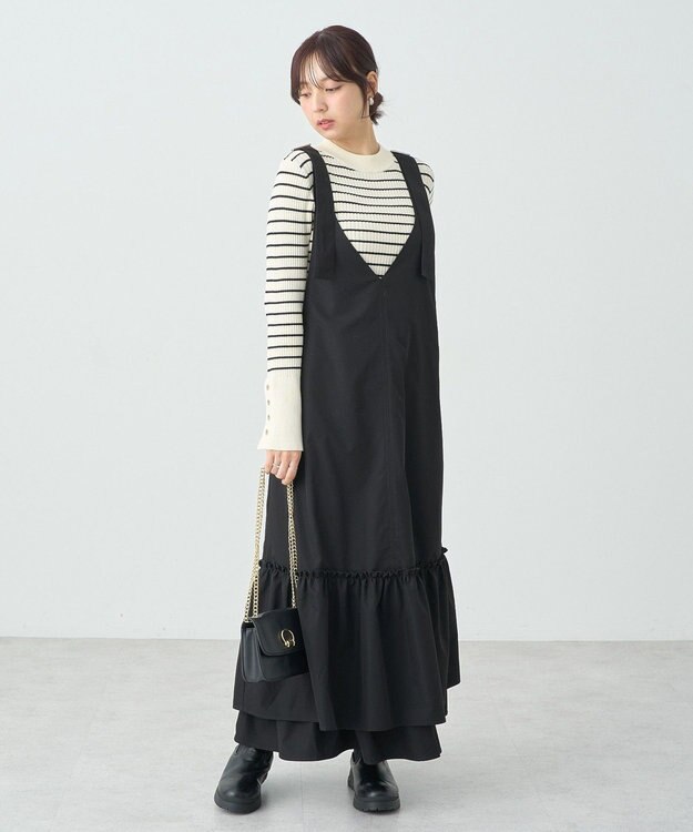 earth music&ecology ティアードフリルジャンスカ Black