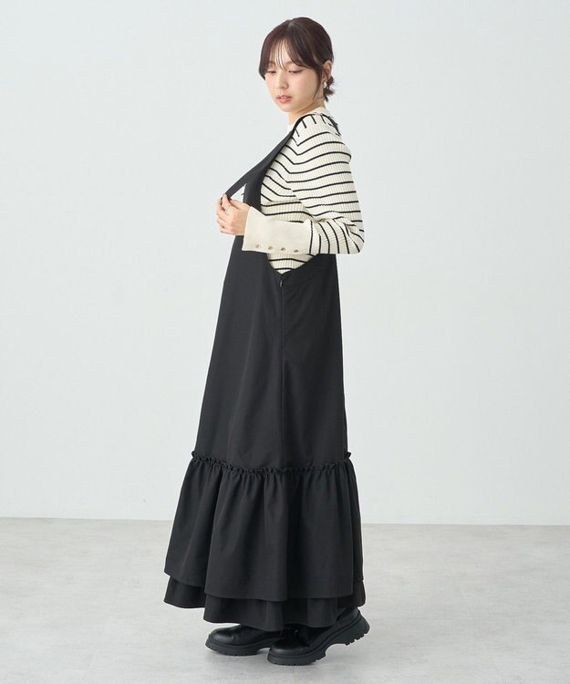 earth music&ecology ティアードフリルジャンスカ Black