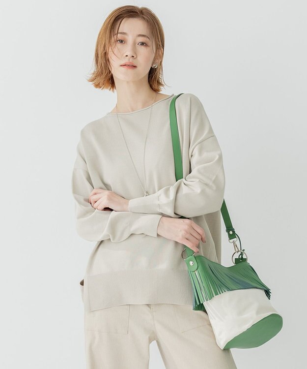 23区 S ストレッチコットンポリエステル ニット ベージュ系