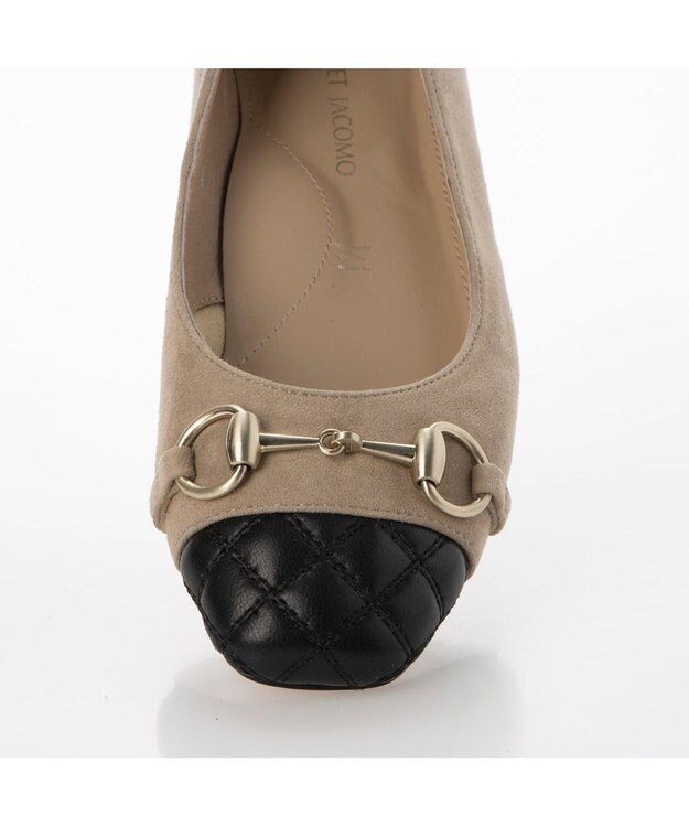 MODE ET JACOMO <MODE ET JACOMO>スクエアビットフラットパンプス ベージュコンビ