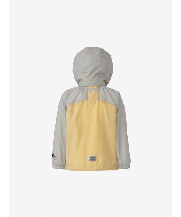HELLY HANSEN 【キッズ・はっ水・高視認・クイックフリー・記名ラベル付・フード取り外し可】キッズ ヴォーゲンジャケット アンバーイエロー×ペプルグレー