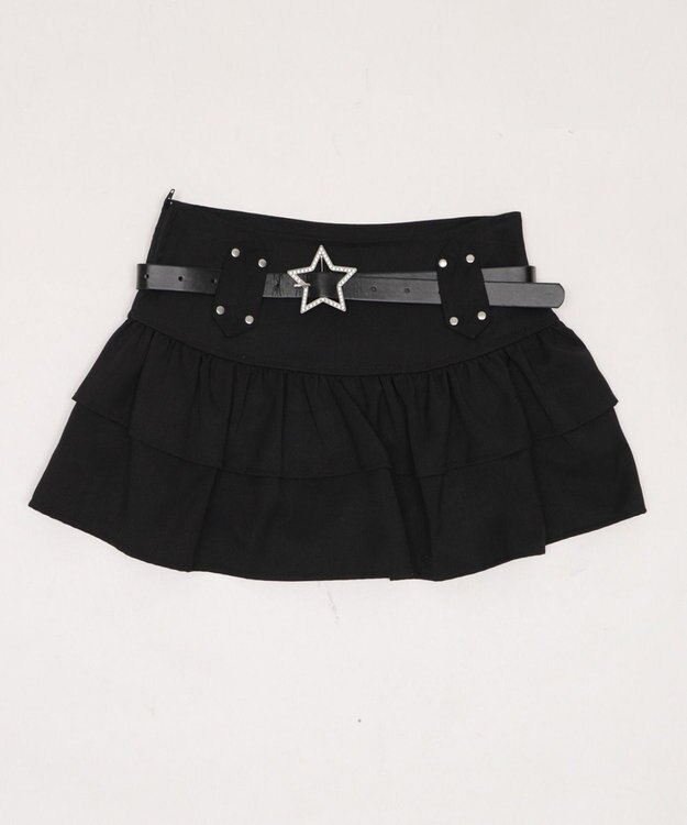 WEGO スターベルト付きティアードスカパン ブラック