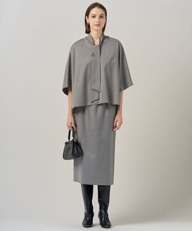 ICB 【洗える】T/Wブロード ナロースカート ライトグレー系