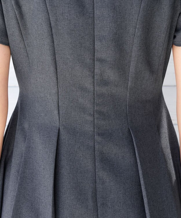 Tiaclasse L 【洗える】ダブルラインフレアワンピース チャコールグレー