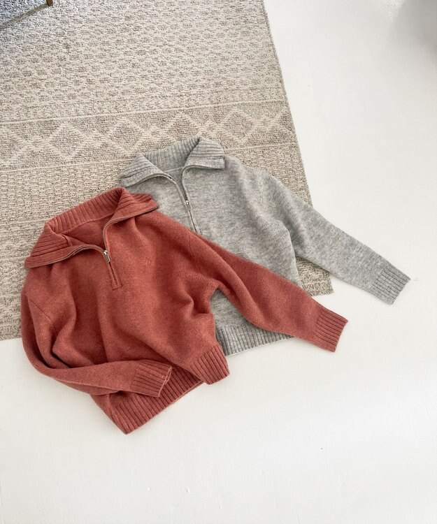 Feroux ハーフジップニット プルオーバー ピンク系