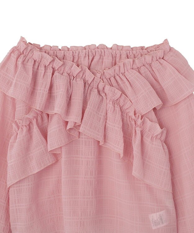 earth music&ecology シアーチェック2wayオフショルブラウス Pink