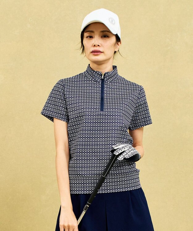 23区GOLF 【WOMEN】モノグラム柄 ハーフジップカットソー ネイビー系5