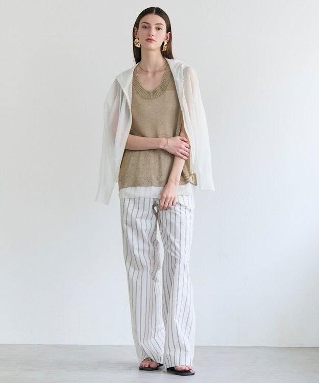 BEIGE， MORION / リネン レイヤードニット Flax×Ecru