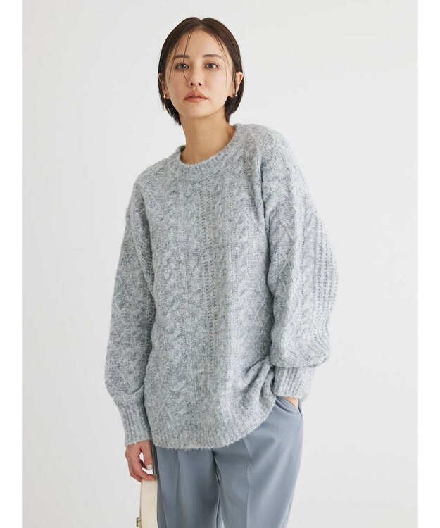 Green Parks フェアリーＭｉｘケーブルニットプルオーバー Gray