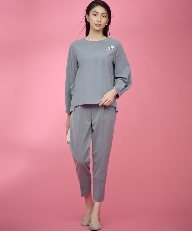 組曲 【KUMIKYOKU NAVY】ウーステッドライククロス イージーパンツ ミディアムグレー系