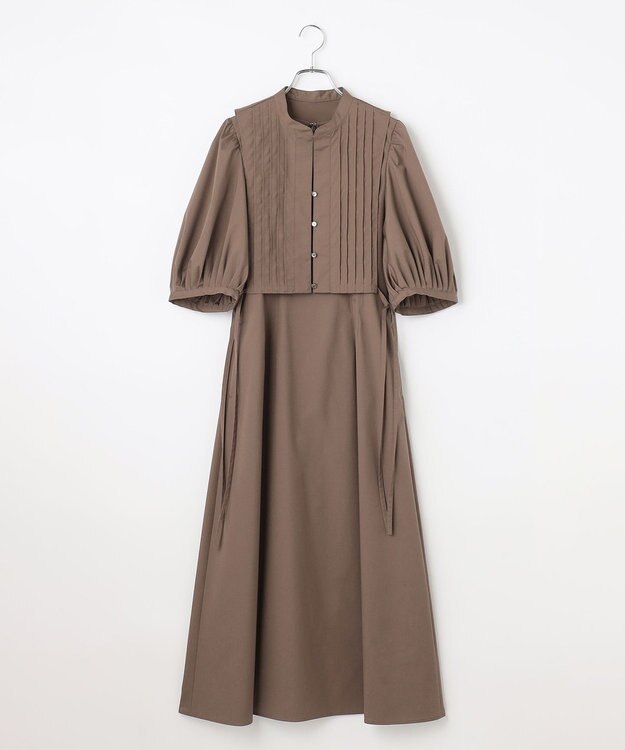 #Newans 【洗える】ピンタックベストコンビワンピース ブラウン系