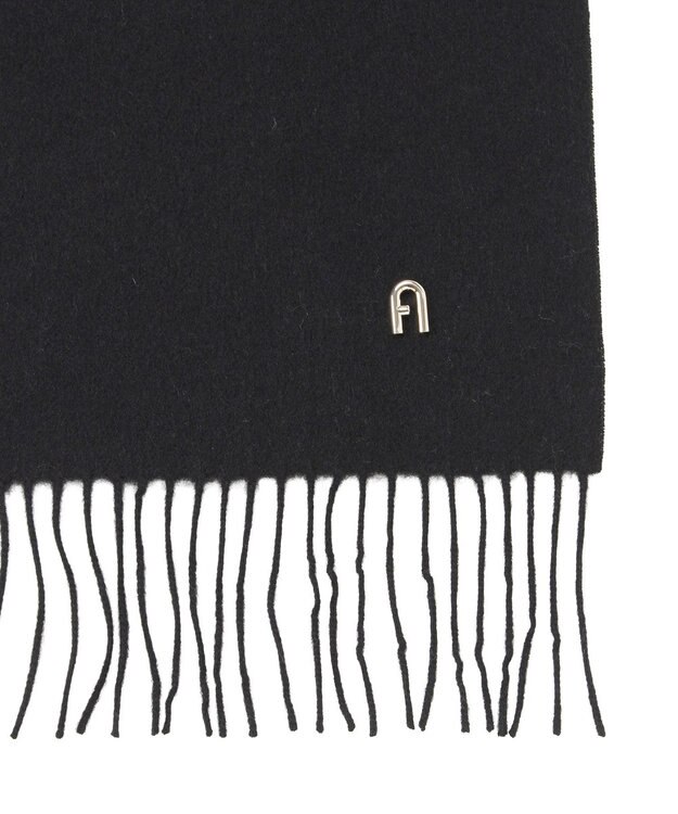 MOONBAT FURLA(フルラ）【WEB限定】ウール100％ アーチロゴ 無地ストール 190cm×60cm ブラック
