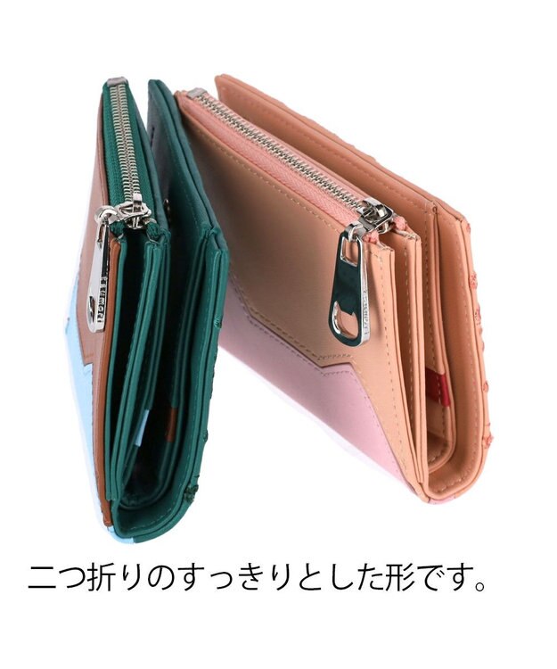 tsumori chisato CARRY スカラップししゅう 2つ折り財布 ミニ財布 猫モチーフ ピンク