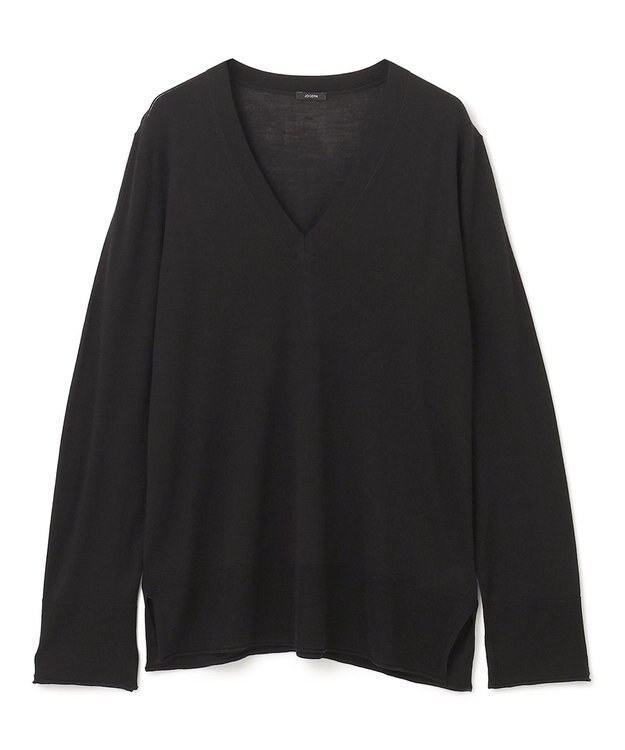 JOSEPH スーパーファインメリノシルク　Vネックニット Black