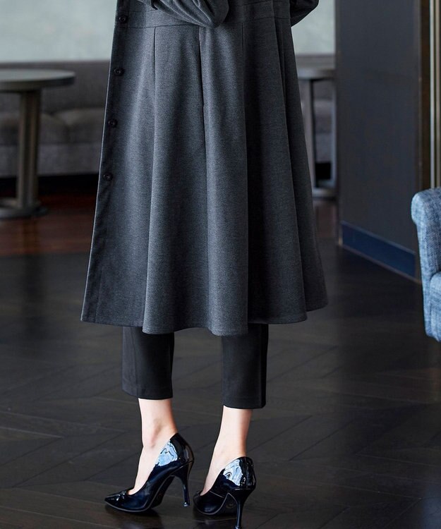 Tiaclasse ウール調フレアフードコート チャコールグレー